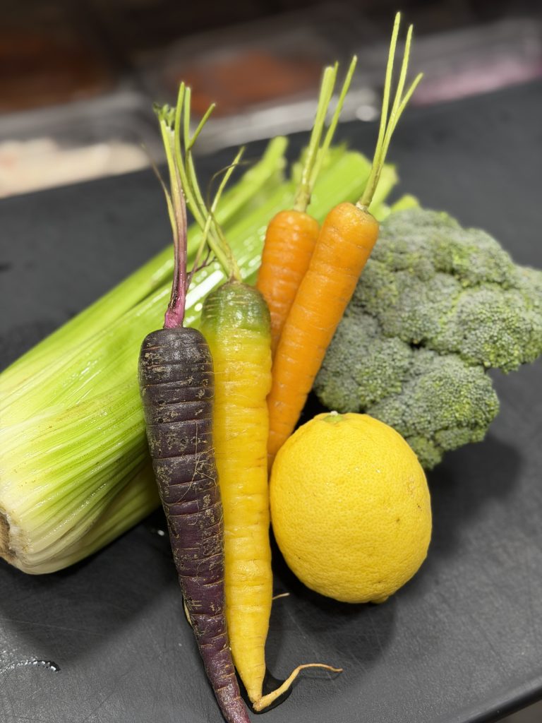 Carrots, broccoli, and lemon supporting liver detox during fasting